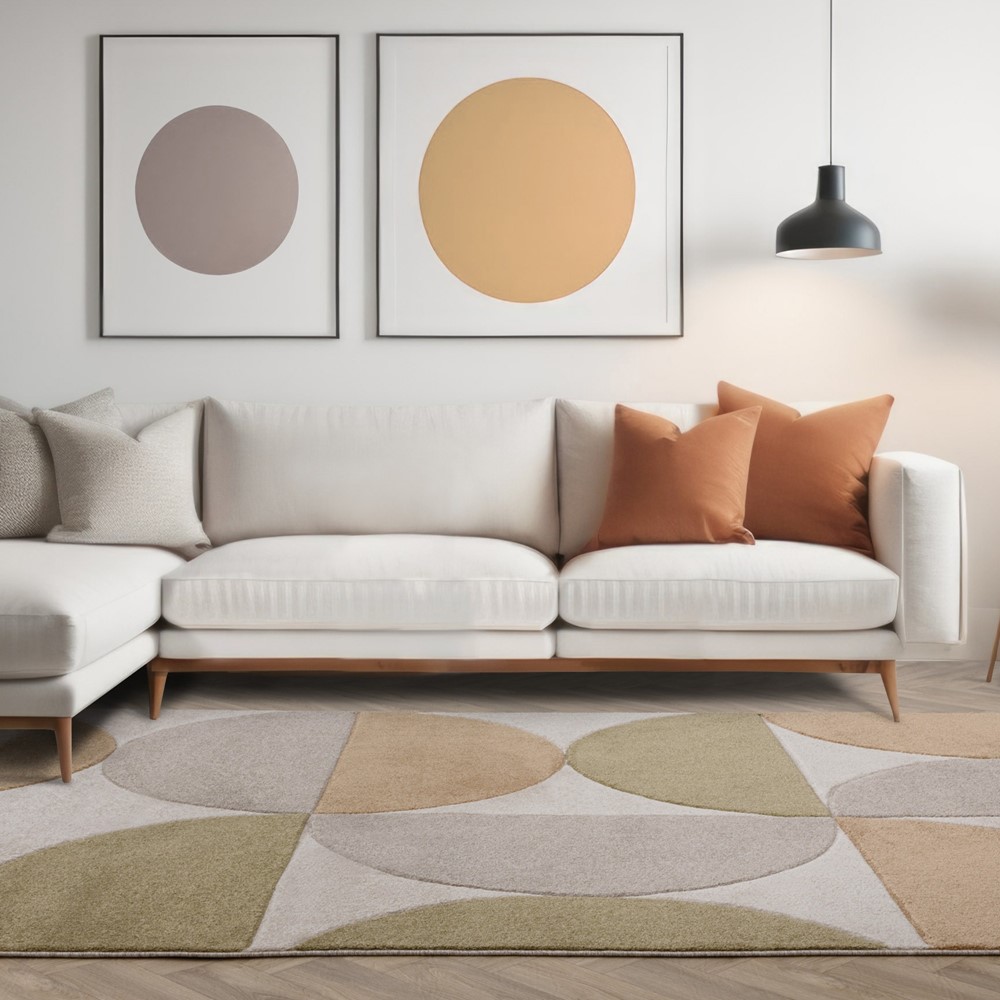 Sketch Curve Geometric Carved Rugs in SK15 Ochre Yellow